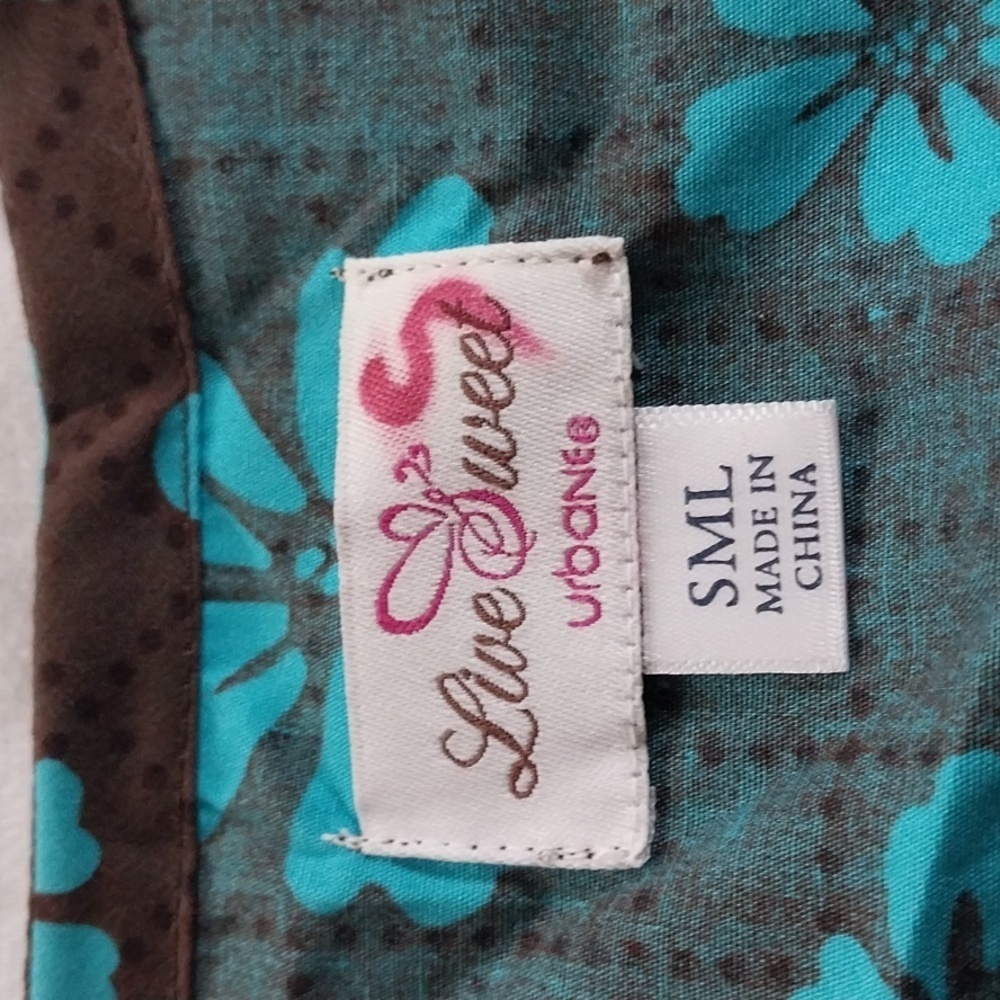 50% off SALE-Live Sweet pullover 1/4 button square neck scrub top size SML. NWT - Picture 2 of 8